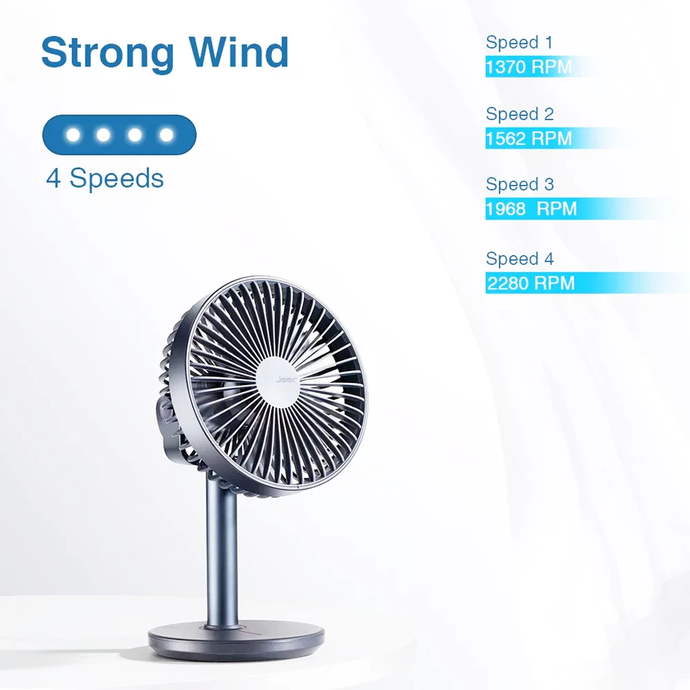 JISULIFE F7B Portable Fan For Home Office Desk Table Clip Fan 4000mAh Battery Usb Rechargeable Silent Fans Ventiladores - Image 3