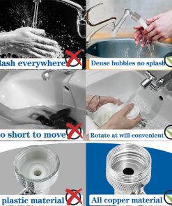 1080-degree Rotating Mechanical Arm Universal Faucet Extender, Bathroom Faucet Splash Head, Double Water Outlets -Room 1080 degree Rotating Faucet Splash Head Double Water Outlets 517996 3