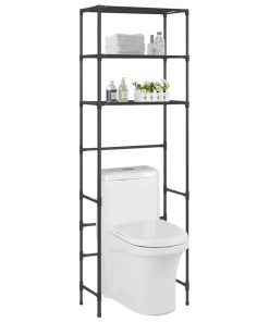 3-Tier Storage Rack Over Toilet Black 53x28x169 Cm