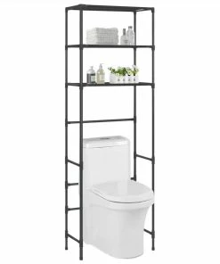 3-Tier Storage Rack Over Toilet Black 53x28x169 Cm