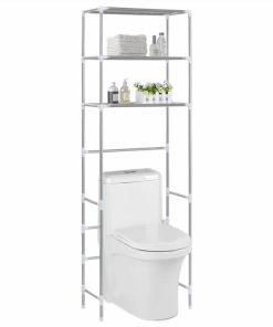 3-Tier Storage Rack Over Toilet Silver 53x28x169 Cm