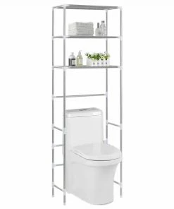3-Tier Storage Rack Over Toilet Silver 53x28x169 Cm
