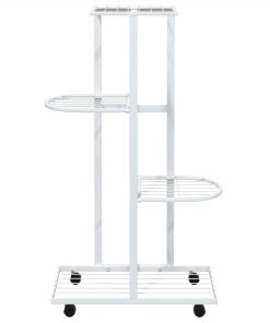 4-Floor Flower Stand With Wheels 44x23x80 Cm White Iron -Room 4 Floor Flower Stand with Wheels 44x23x80 cm White Iron 515283 2