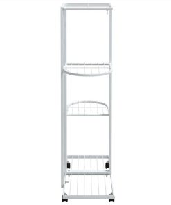 4-Floor Flower Stand With Wheels 44x23x80 Cm White Iron -Room 4 Floor Flower Stand with Wheels 44x23x80 cm White Iron 515283 3