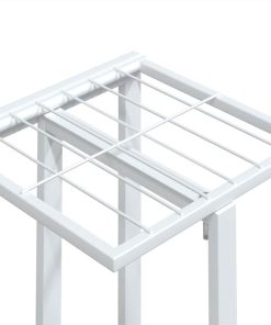 4-Floor Flower Stand With Wheels 44x23x80 Cm White Iron -Room 4 Floor Flower Stand with Wheels 44x23x80 cm White Iron 515283 5