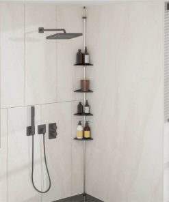 4-Tier Telescopic Shower Corner Shelf Silver Aluminium