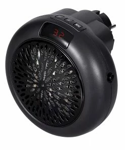 400W Electric Fan Heater, Mini Portable Round Air Heater, Ceramic Heating Element Desktop Winter Warmer, LED Display - Black