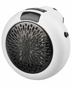 400W Electric Fan Heater, Mini Portable Round Air Heater, Ceramic Heating Element Desktop Winter Warmer, LED Display - White