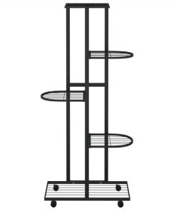 5-Floor Flower Stand With Wheels 44x23x100 Cm Black Iron -Room 5 Floor Flower Stand with Wheels 44x23x100 cm Black Iron 515430 2