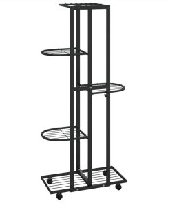 5-Floor Flower Stand With Wheels 44x23x100 Cm Black Iron -Room 5 Floor Flower Stand with Wheels 44x23x100 cm Black Iron 515430 4