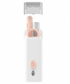 7 In 1 Computer Keyboard Cleaner Brush Kit, Earphone Cleaning Pen Keycap Puller Dust Remover Tool Kit - Pink