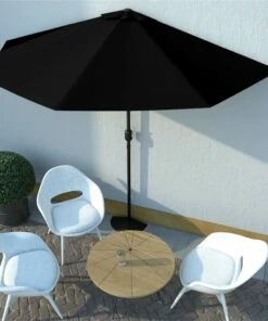 Balcony Parasol With Aluminium Pole Black 300x150x253 Cm Half