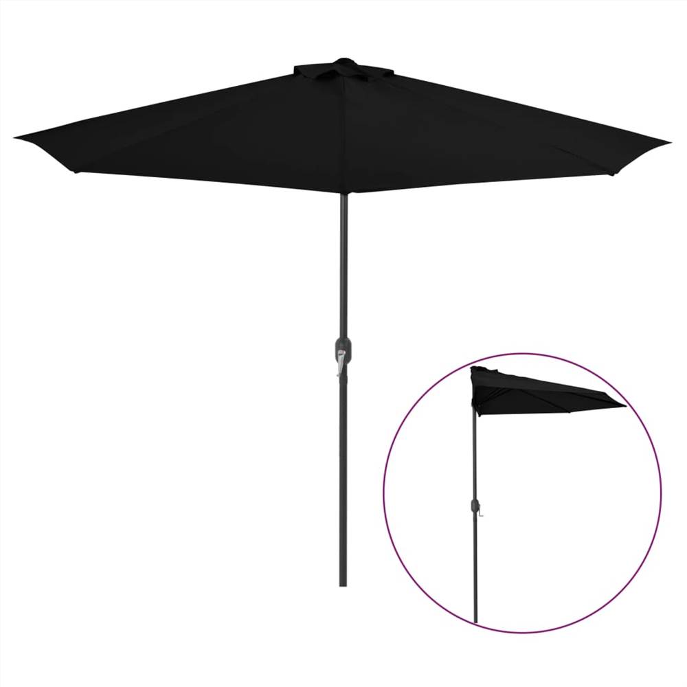 Balcony Parasol with Aluminium Pole Black 300x150x253 cm Half Balcony Parasol With Aluminium Pole Black 300x150x253 Cm Half -Room Balcony Parasol with Aluminium Pole Black 300x150x253 cm Half 456358 1