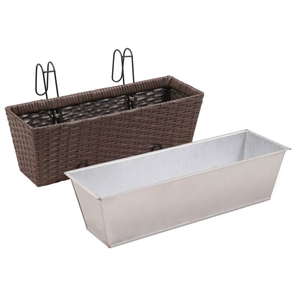 Balcony Trapezoid Rattan Planter Set 50 cm 2 pcs Brown Balcony Trapezoid Rattan Planter Set 50 Cm 2 Pcs Brown -Room Balcony Trapezoid Rattan Planter Set 50 cm 2 pcs Brown 437311 4