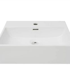 Basin With Faucet Hole Ceramic White 51.5x38.5x15 Cm 4 Basin With Faucet Hole Ceramic White 51.5x38.5x15 Cm -Room Basin with Faucet Hole Ceramic White 51 5x38 5x15 cm 454010 2