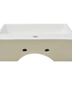 Basin With Faucet Hole Ceramic White 51.5x38.5x15 Cm 5 Basin With Faucet Hole Ceramic White 51.5x38.5x15 Cm -Room Basin with Faucet Hole Ceramic White 51 5x38 5x15 cm 454010 3