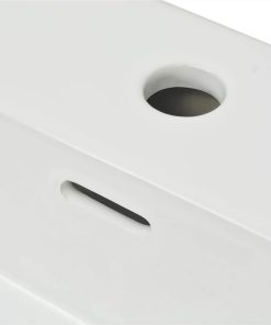 Basin With Faucet Hole Ceramic White 51.5x38.5x15 Cm 6 Basin With Faucet Hole Ceramic White 51.5x38.5x15 Cm -Room Basin with Faucet Hole Ceramic White 51 5x38 5x15 cm 454010 4