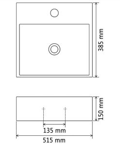 Basin With Faucet Hole Ceramic White 51.5x38.5x15 Cm 7 Basin With Faucet Hole Ceramic White 51.5x38.5x15 Cm -Room Basin with Faucet Hole Ceramic White 51 5x38 5x15 cm 454010 5