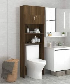 Bathroom Cabinet Brown Oak 64x25.5x190 Cm