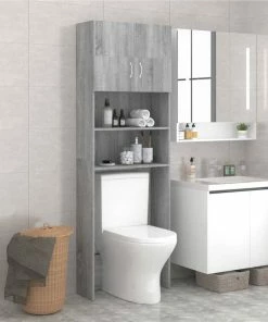 Bathroom Cabinet Grey Sonoma 64x25.5x190 Cm