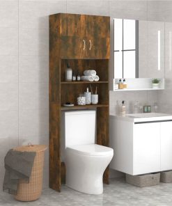 Bathroom Cabinet Smoked Oak 64x25.5x190 Cm