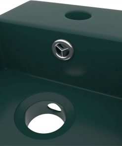 Bathroom Sink With Overflow Ceramic Dark Green -Room Bathroom Sink with Overflow Ceramic Dark Green 448543 4