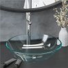 Bathroom Sink With Tap And Push Drain Clear Tempered Glass