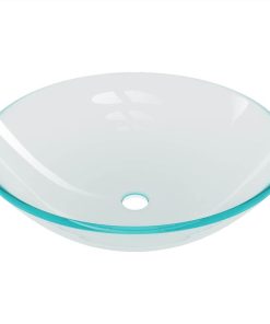 Bathroom Sink With Tap And Push Drain Clear Tempered Glass -Room Bathroom Sink with Tap and Push Drain Clear Tempered Glass 507509 4