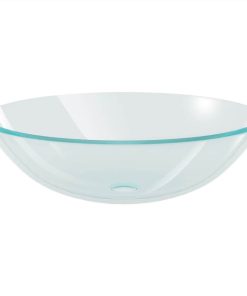 Bathroom Sink With Tap And Push Drain Clear Tempered Glass -Room Bathroom Sink with Tap and Push Drain Clear Tempered Glass 507509 5