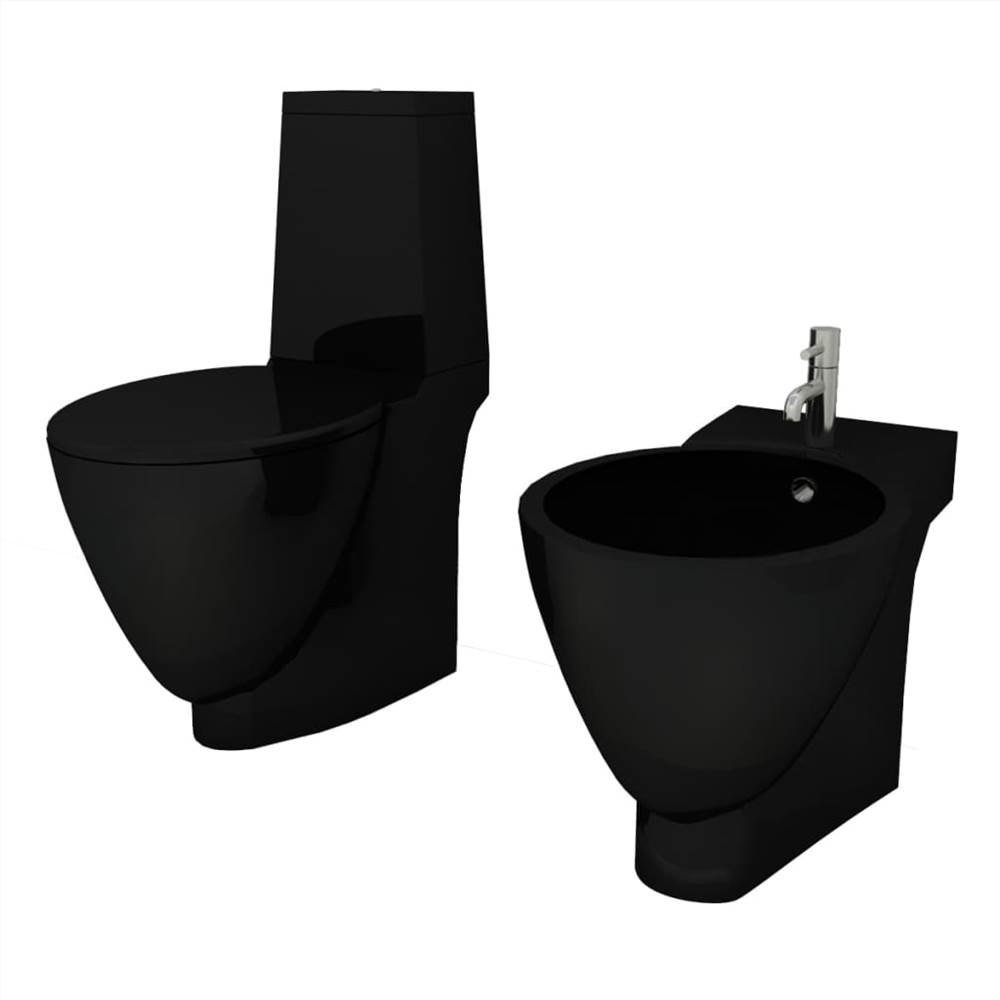 Black Ceramic Toilet & Bidet Set Black Ceramic Toilet & Bidet Set -Room Black Ceramic Toilet Bidet Set 492365 1