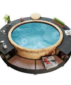 Black Poly Rattan Spa Surround