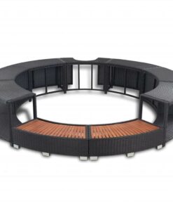 Black Poly Rattan Spa Surround -Room Black Poly Rattan Spa Surround 436641 2