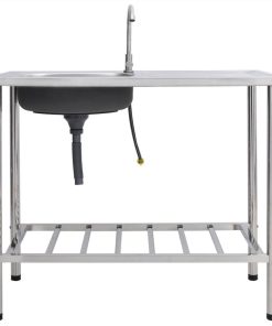 Camping Sink Single Basin With Tap Stainless Steel -Room Camping Sink Single Basin with Tap Stainless Steel 496323 2