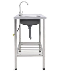 Camping Sink Single Basin With Tap Stainless Steel -Room Camping Sink Single Basin with Tap Stainless Steel 496323 3