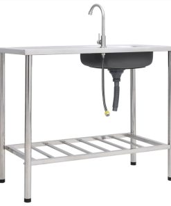 Camping Sink Single Basin With Tap Stainless Steel -Room Camping Sink Single Basin with Tap Stainless Steel 496323 4