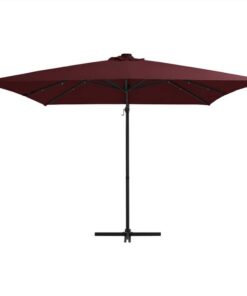 Cantilever Umbrella With LED Lights Bordeaux Red 250x250 Cm -Room Cantilever Umbrella with LED lights Bordeaux Red 250x250 cm 465205 2