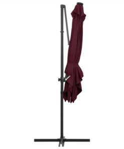 Cantilever Umbrella With LED Lights Bordeaux Red 250x250 Cm -Room Cantilever Umbrella with LED lights Bordeaux Red 250x250 cm 465205 5
