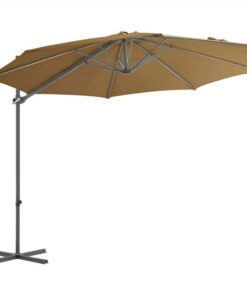 Cantilever Umbrella With Steel Pole Taupe 300 Cm -Room Cantilever Umbrella with Steel Pole Taupe 300 cm 492459 2