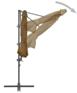 Cantilever Umbrella With Steel Pole Taupe 300 Cm -Room Cantilever Umbrella with Steel Pole Taupe 300 cm 492459 5