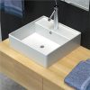 Ceramic Basin Square With Overflow And Faucet Hole 41 X 41 Cm