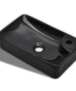 Ceramic Bathroom Sink Basin With Faucet Hole Black -Room Ceramic Bathroom Sink Basin with Faucet Hole Black 447420 1