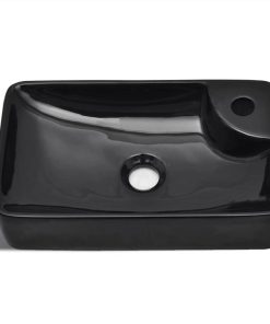 Ceramic Bathroom Sink Basin With Faucet Hole Black -Room Ceramic Bathroom Sink Basin with Faucet Hole Black 447420 2