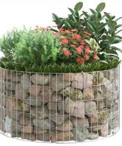 Circular Gabion Raised Bed Galvanised Steel Ø100x50 Cm -Room Circular Gabion Raised Bed Galvanised Steel 100x50 cm 516376 5