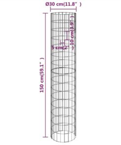 Circular Gabion Raised Bed Galvanised Steel Ø30x150 Cm -Room Circular Gabion Raised Bed Galvanised Steel 30x150 cm 510801 5