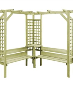 Corner Pergola With Bench Impregnated Pinewood
