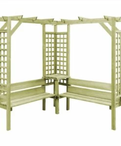 Corner Pergola With Bench Impregnated Pinewood