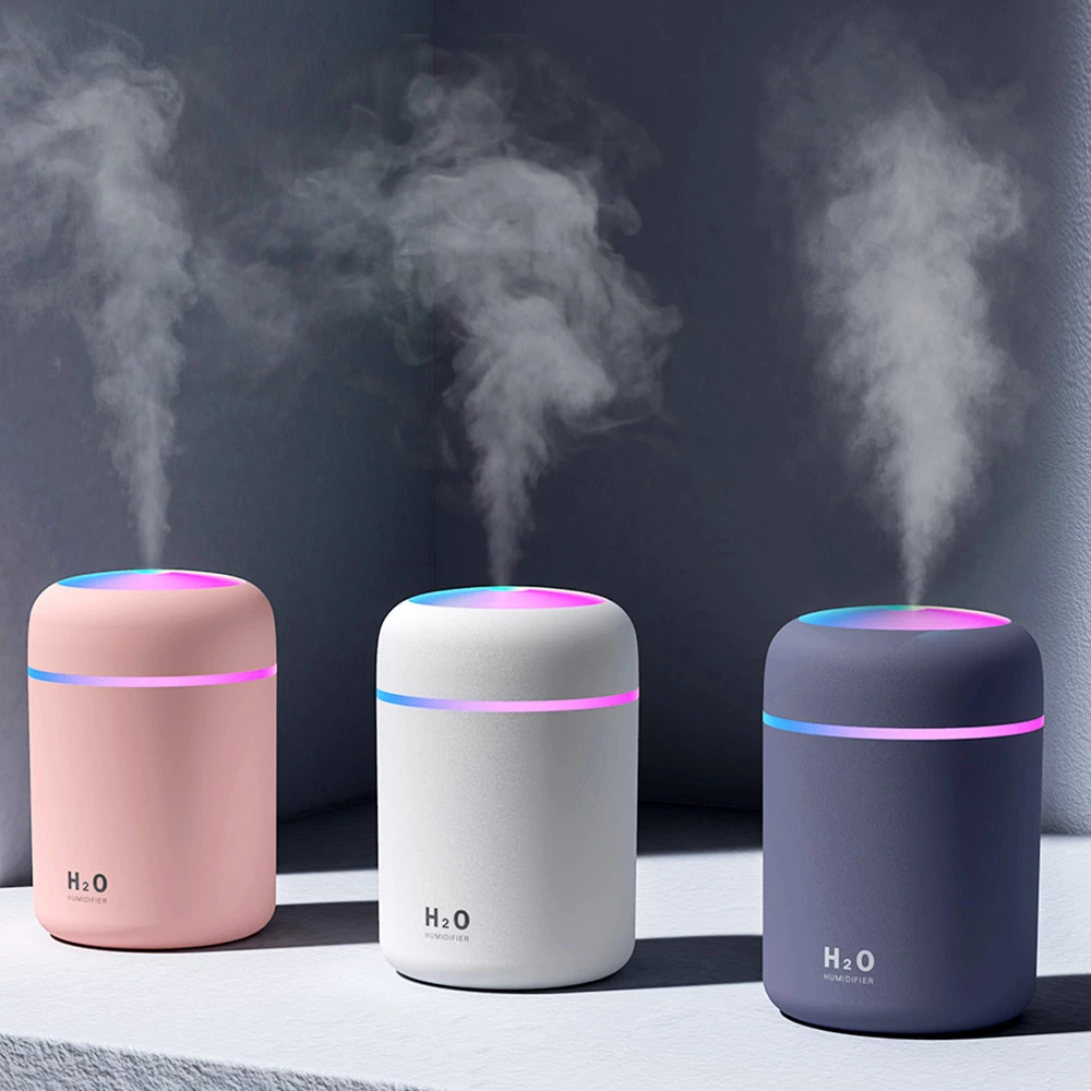 Creative 300ML Dazzle Cup Air Humidifier USB Color Cycling Table Top Home Car Air Humidifier - Grey - Image 4