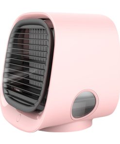 Desktop Mini Air Cooler, 3 Levels Speed, Home Air Conditioner Fan, Portable Cooling Fan, Low Noise, Night Light - Pink