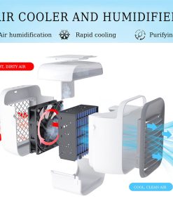 Desktop Portable Air Cooler, Refrigeration Humidification Air Conditioning Fan, 2000mAh USB Charging, Night Light - Grey -Room Desktop Portable Air Cooler Grey 510812 2