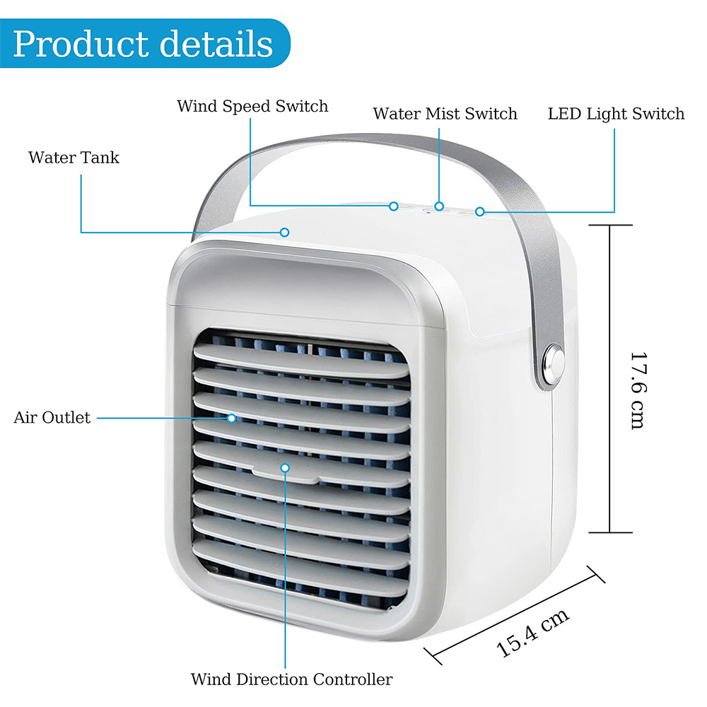 Desktop Portable Air Cooler, Refrigeration Humidification Air Conditioning Fan, 2000mAh USB Charging, Night Light - Pink Desktop Portable Air Cooler, Refrigeration Humidification Air Conditioning Fan, 2000mAh USB Charging, Night Light - Pink -Room Desktop Portable Air Cooler Pink 510810 1